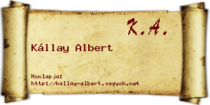 Kállay Albert névjegykártya