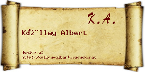 Kállay Albert névjegykártya