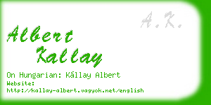 albert kallay business card